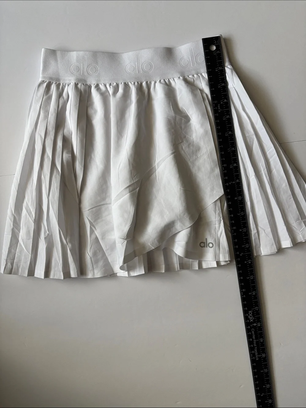 ALO Yoga White Pleated Circle Skater Skirt